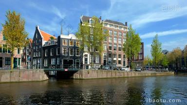 阿姆斯特丹城市景观运河房屋